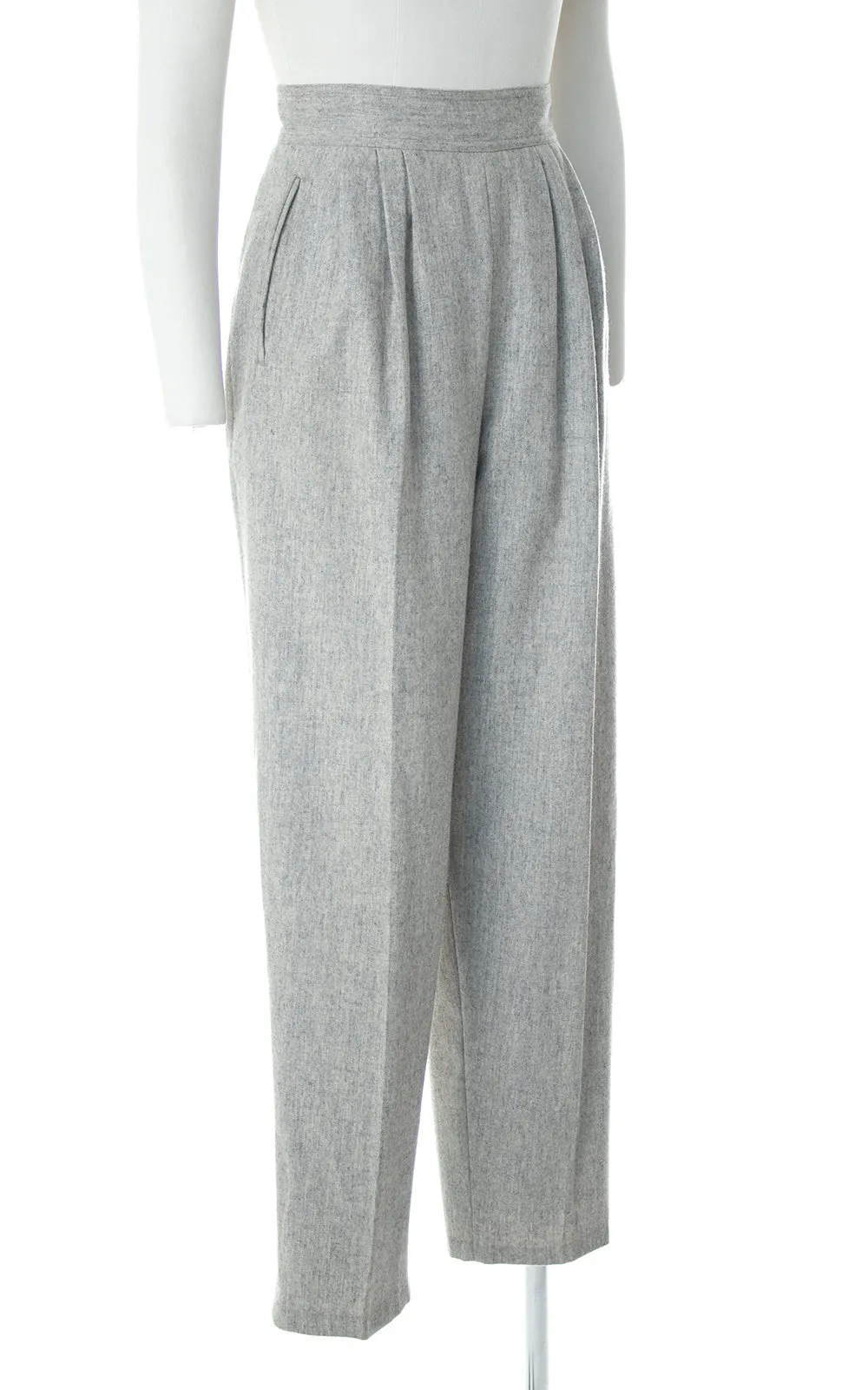1980s Grey Wool Side Button Trousers | medium