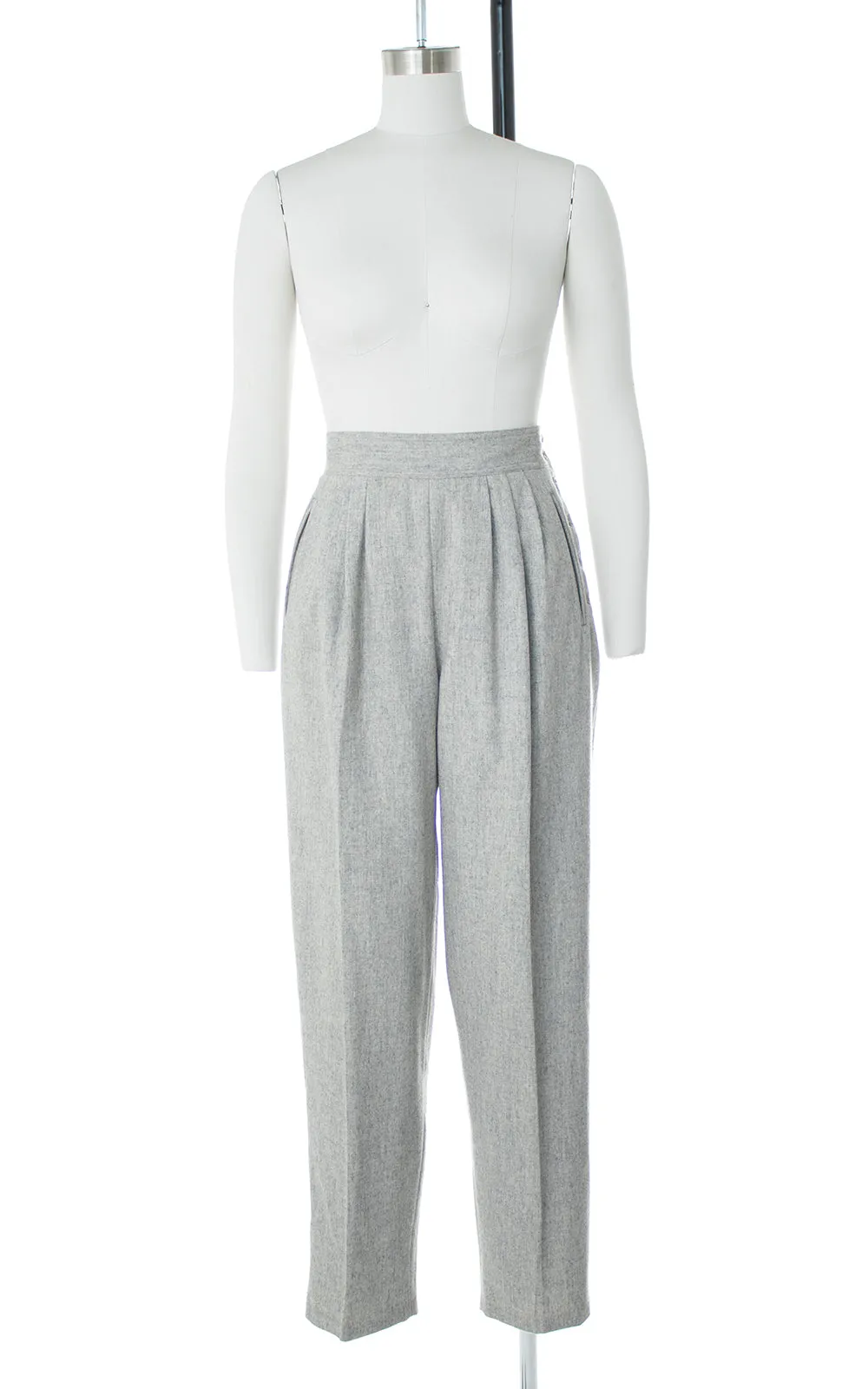 1980s Grey Wool Side Button Trousers | medium