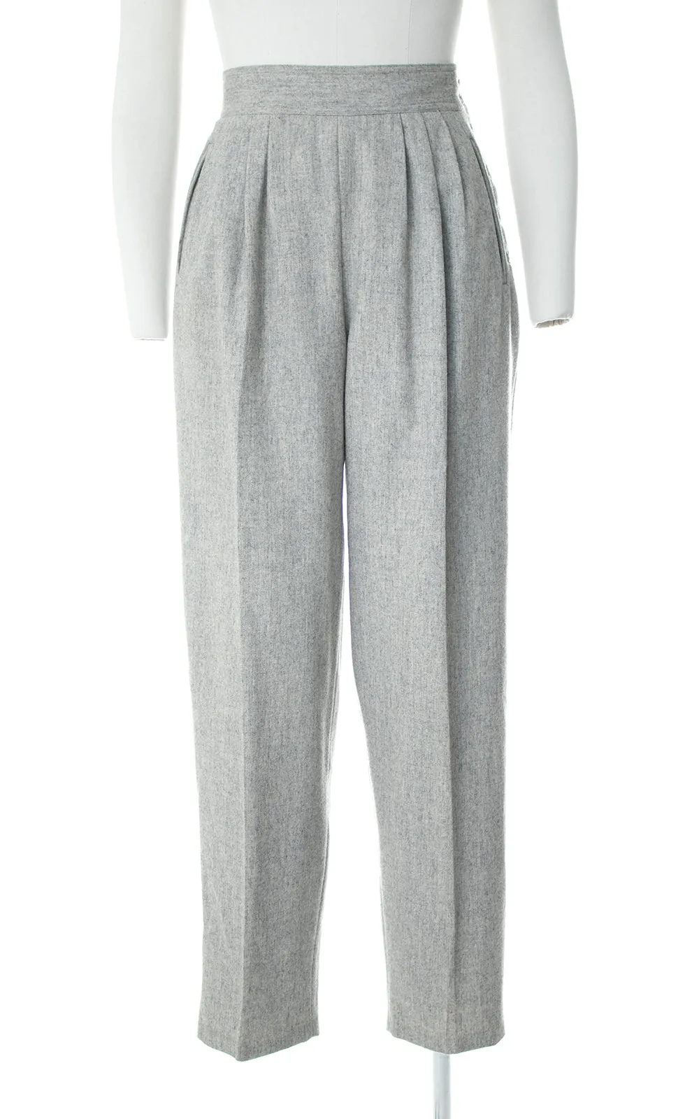 1980s Grey Wool Side Button Trousers | medium