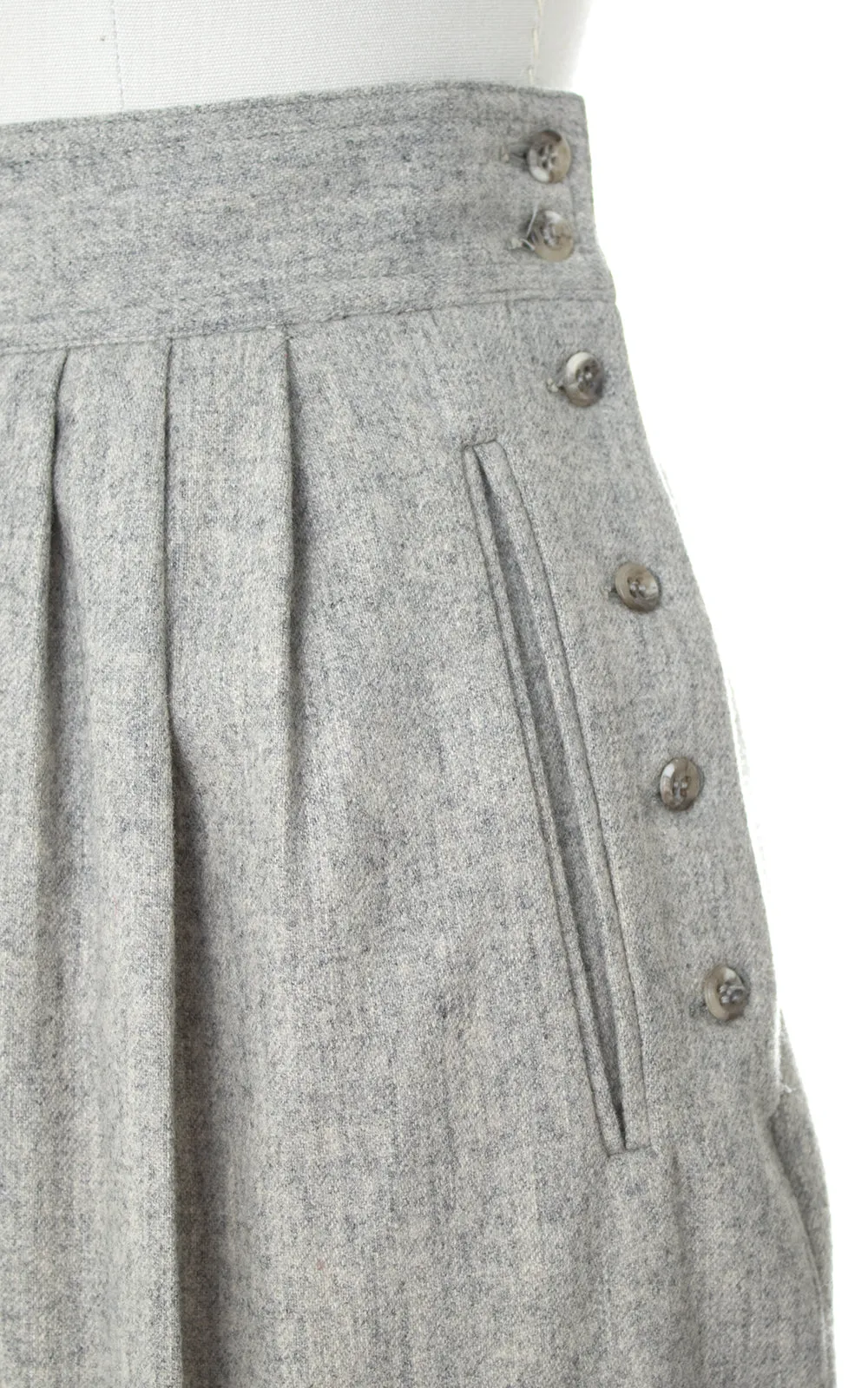 1980s Grey Wool Side Button Trousers | medium