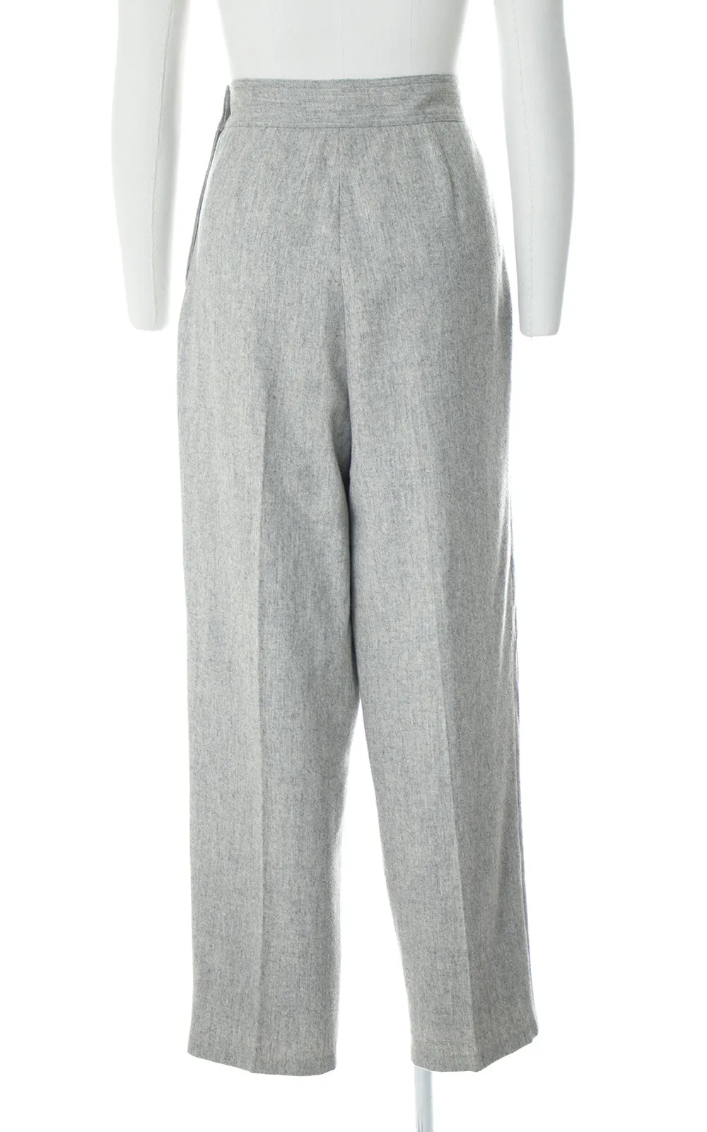 1980s Grey Wool Side Button Trousers | medium