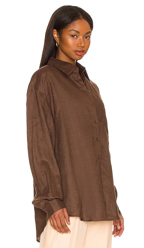 AEXAE Linen Woven Shirt in Brown