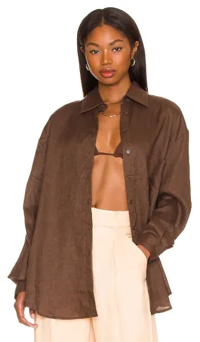 AEXAE Linen Woven Shirt in Brown