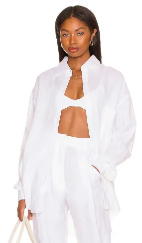 AEXAE Linen Woven Shirt in White