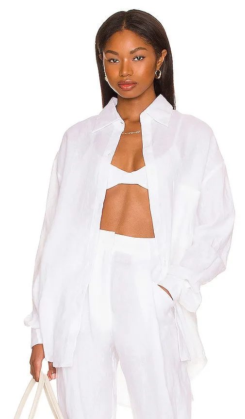 AEXAE Linen Woven Shirt in White