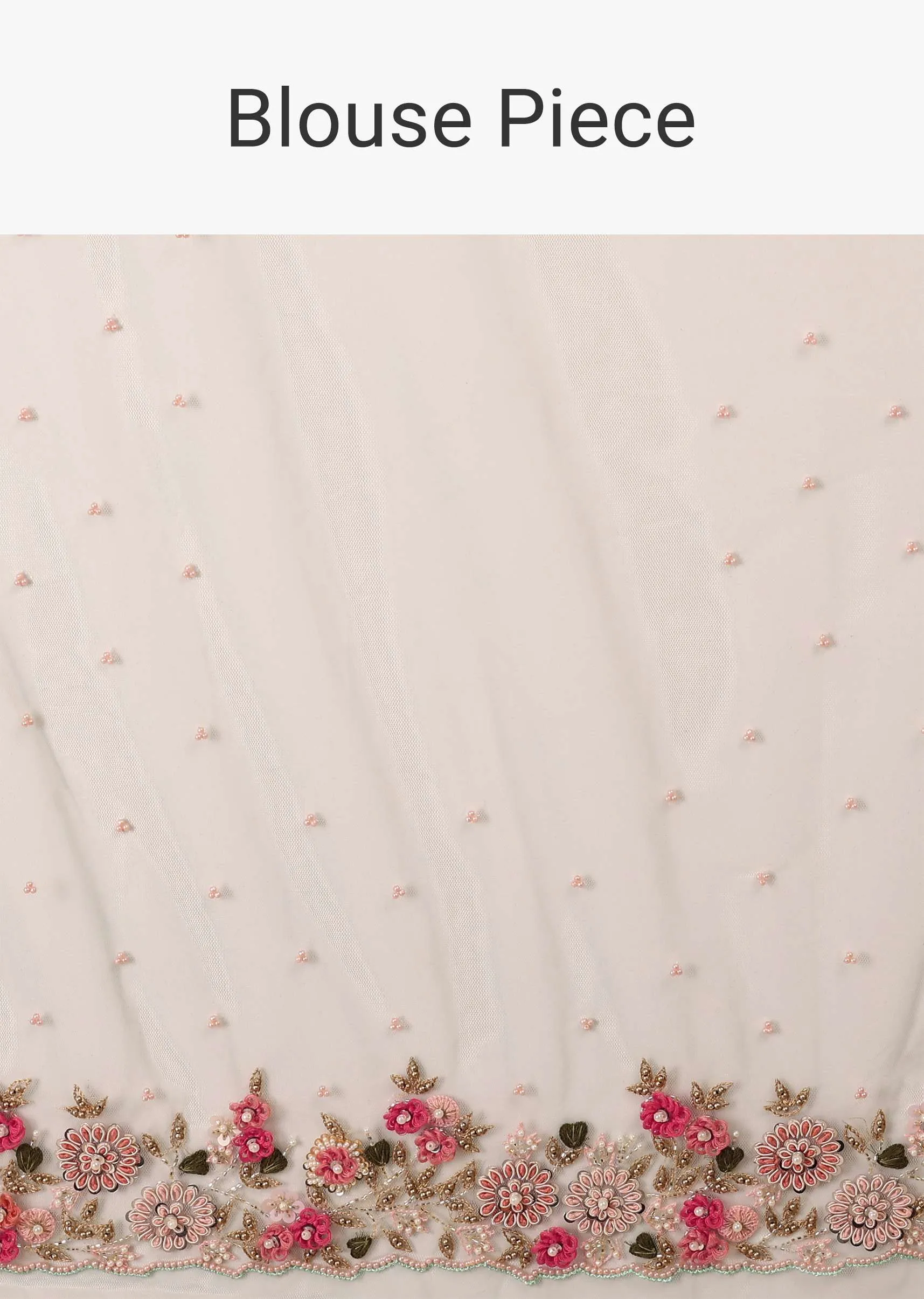 Aqua Blue Saree In Organza With 3D Floral Embroidery In Thread, Zardosi & French Knots