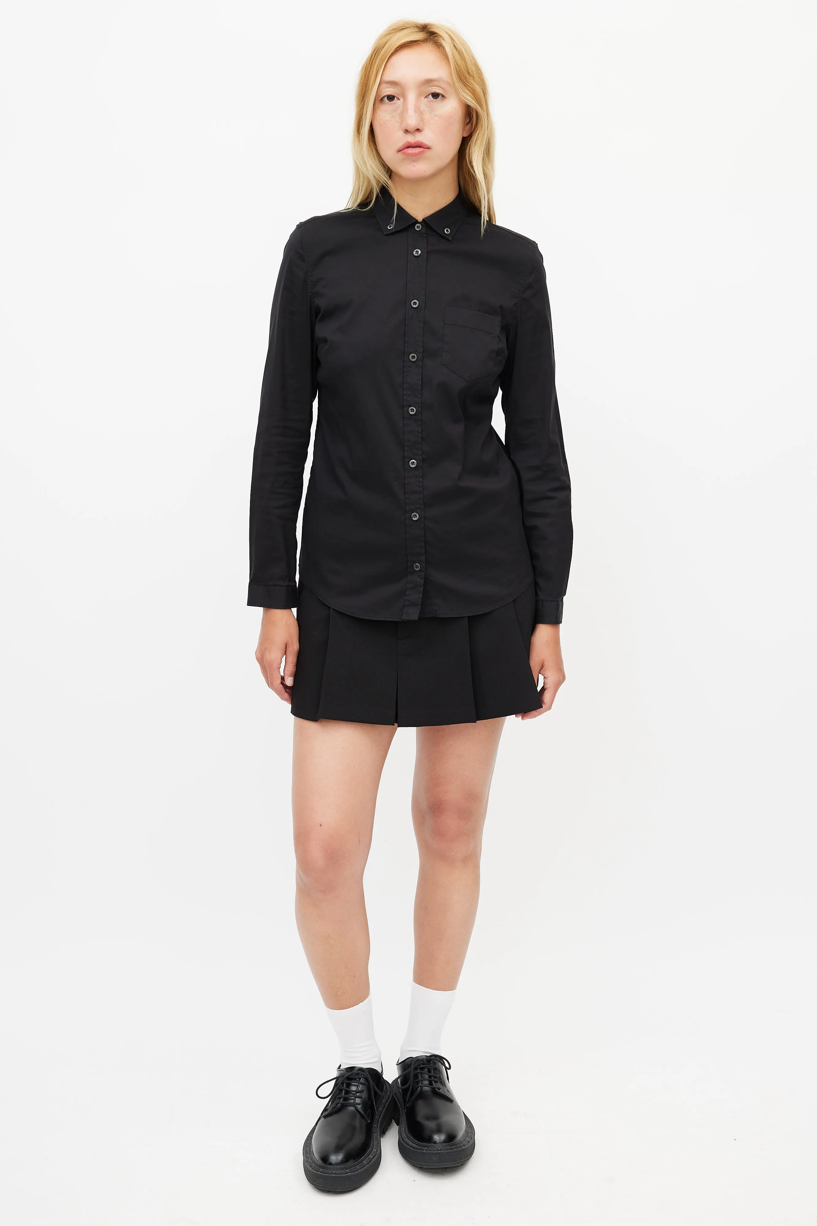 Black Cotton Button Up Shirt