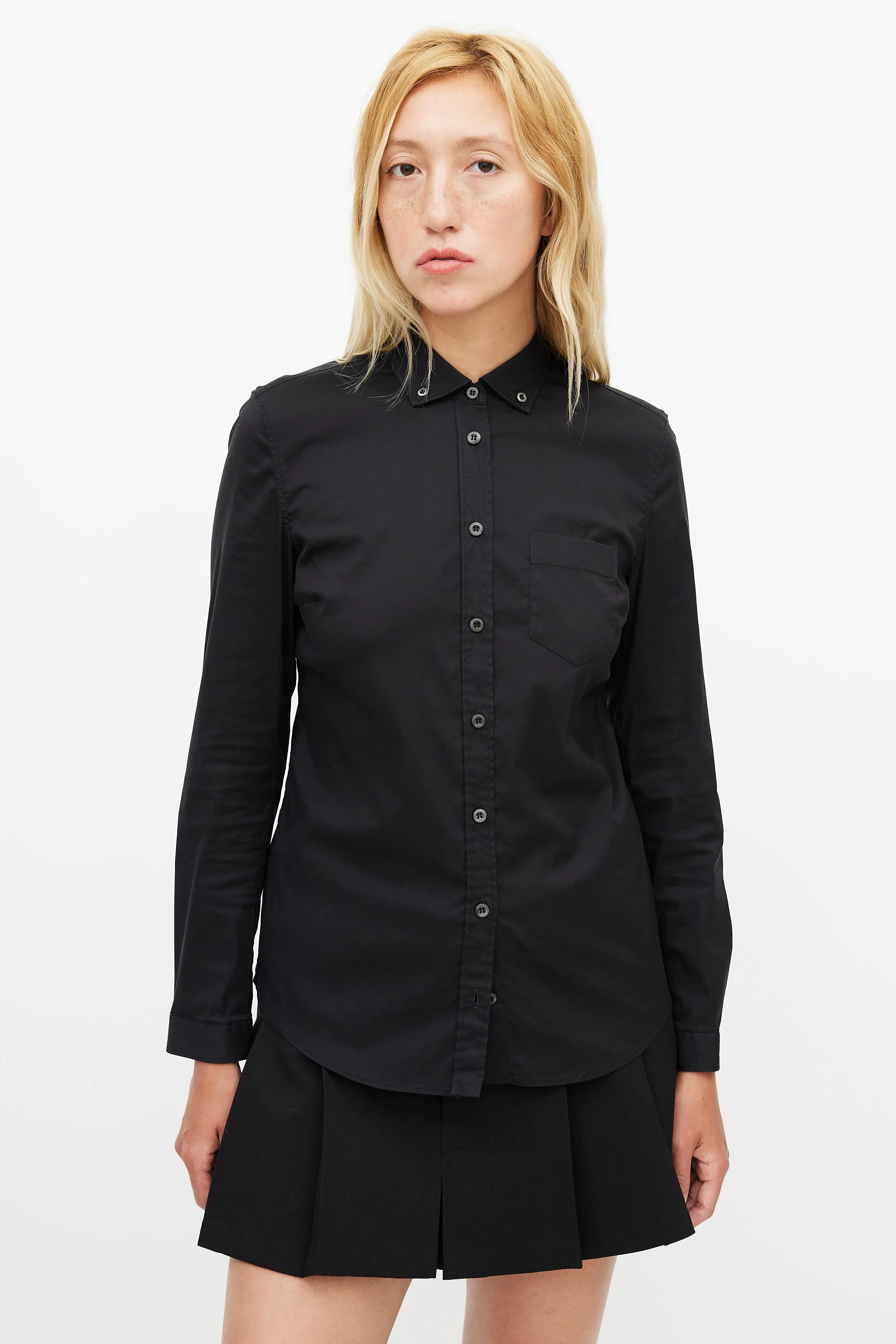 Black Cotton Button Up Shirt