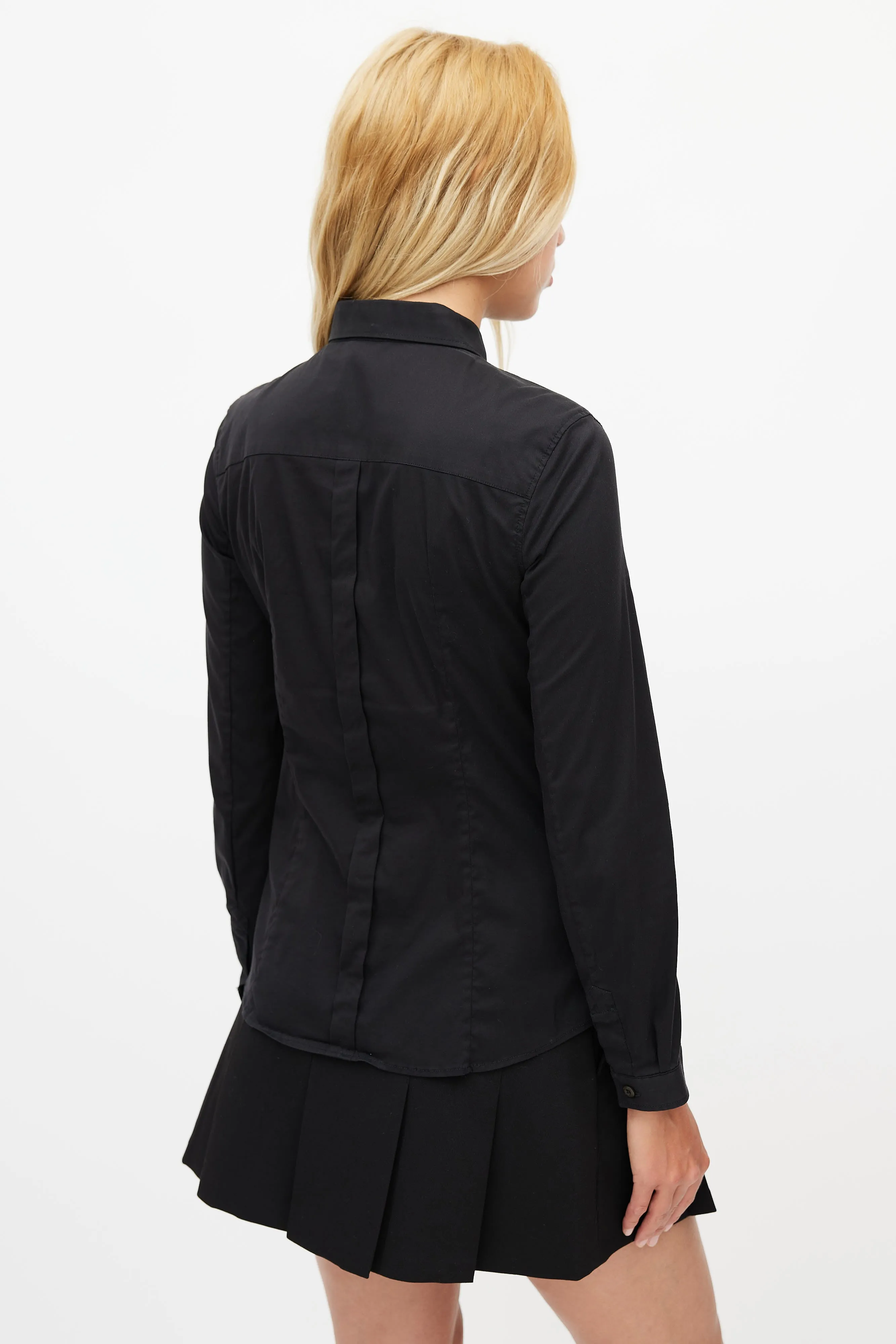 Black Cotton Button Up Shirt