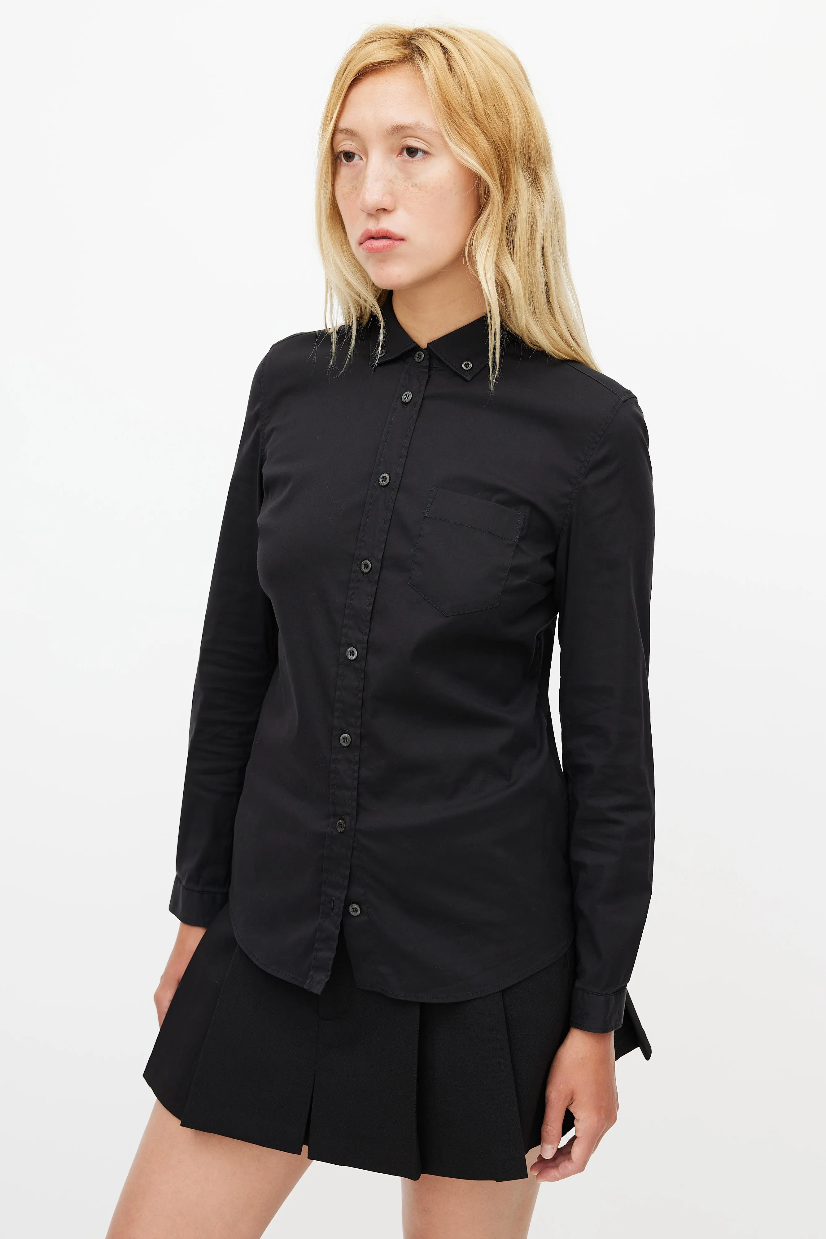 Black Cotton Button Up Shirt