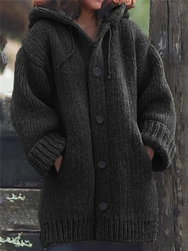 Blue Zone Planet |  loose warm hooded cardigan sweater