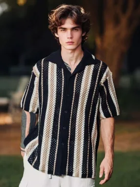 Crochet Striped Oversized Shirt Crochet Striped Oversized Shirt