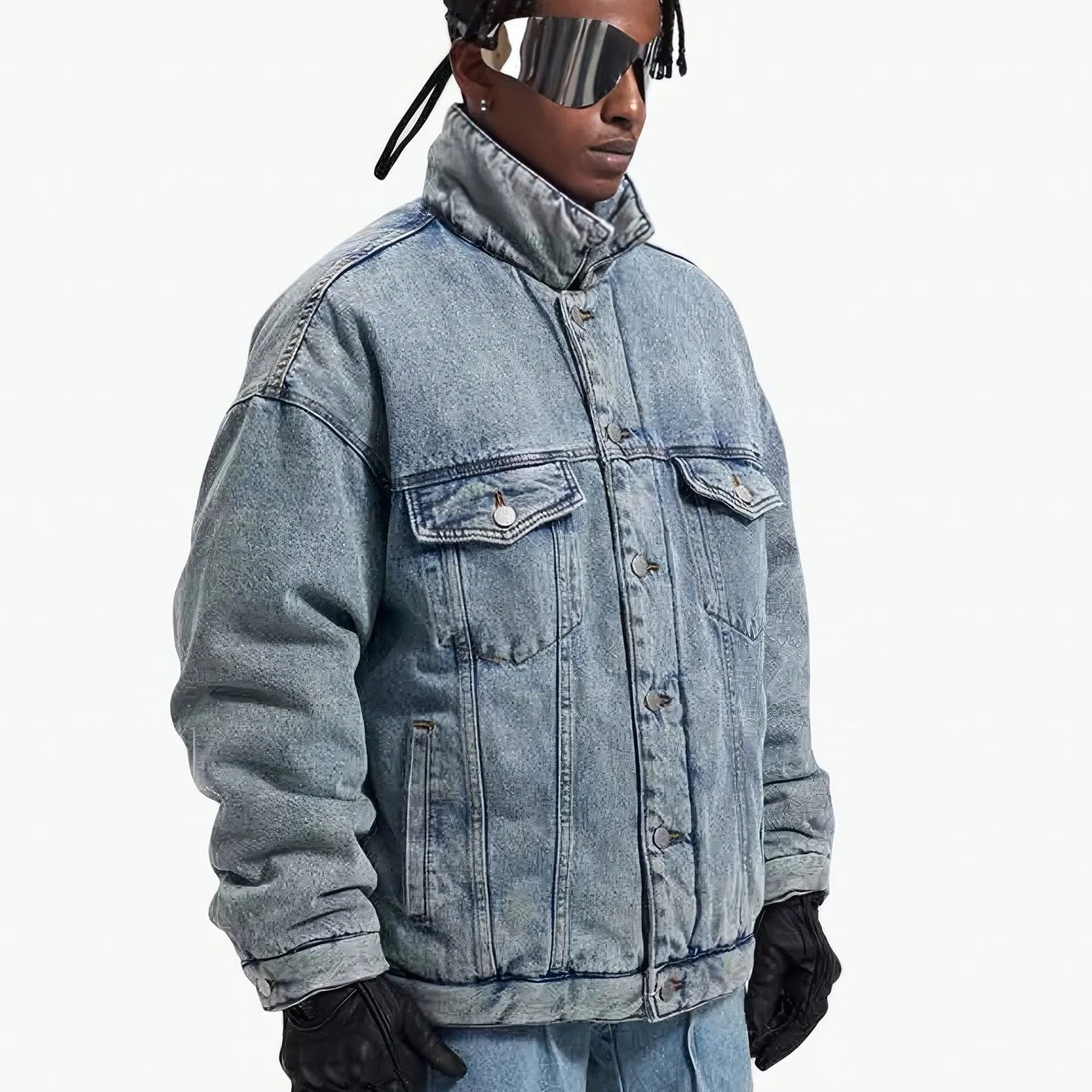 Distressed Oversized Denim Detroit Jacket