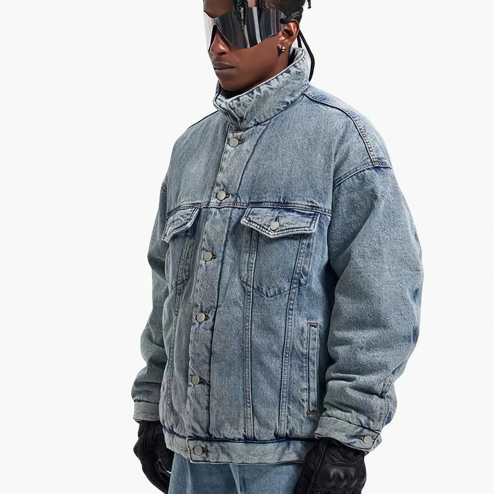 Distressed Oversized Denim Detroit Jacket