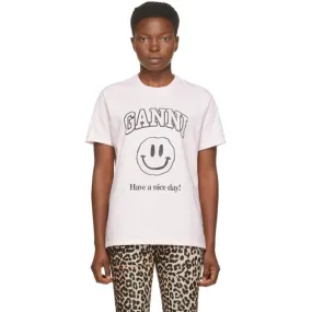 GANNI Pink Smiley T-Shirt