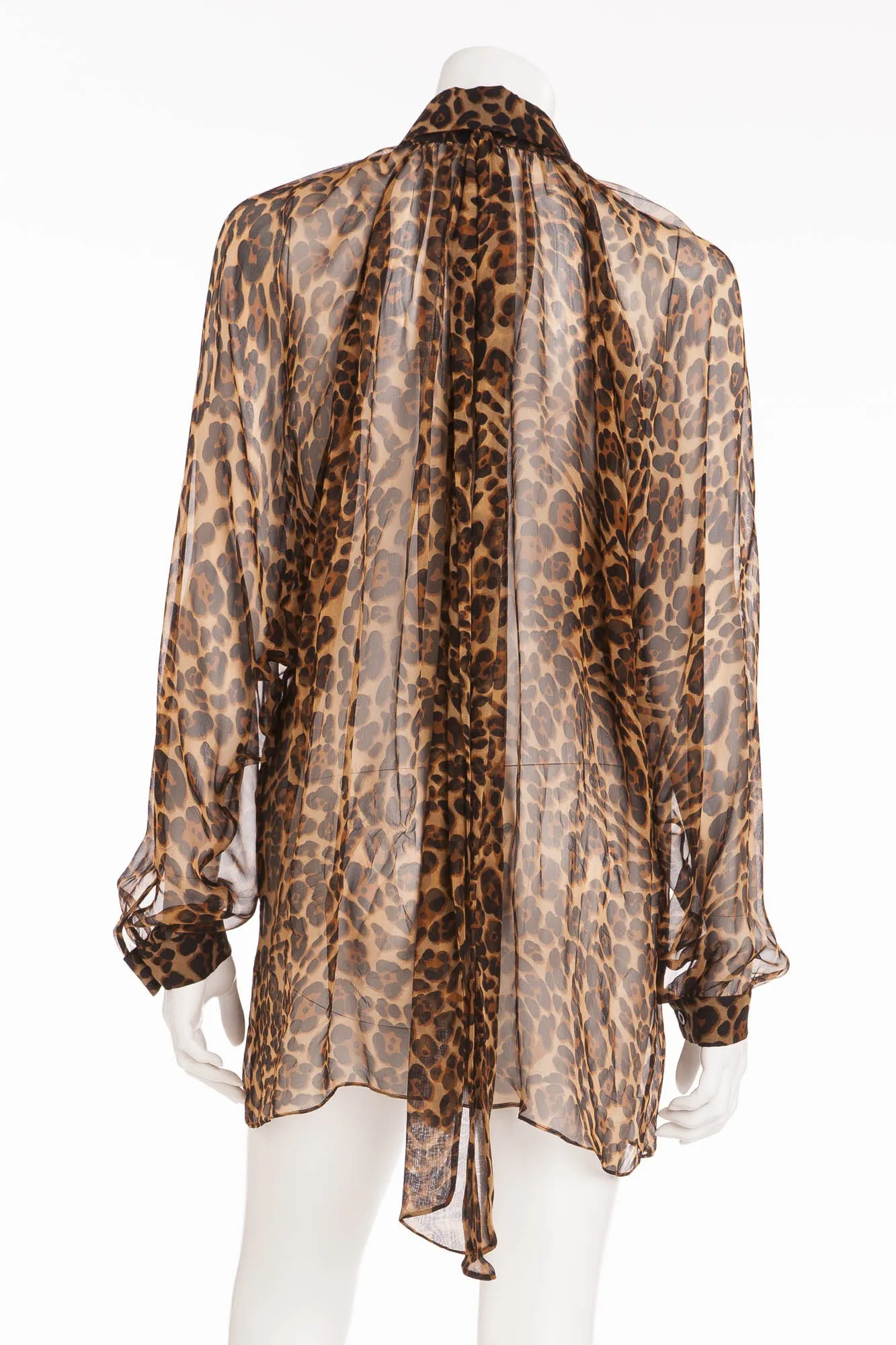Gucci - Leopard Long Sleeve Chiffon Button Up -IT 40
