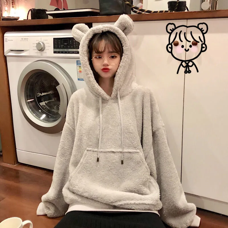Kawaii Bear Ears Gray Hoodies