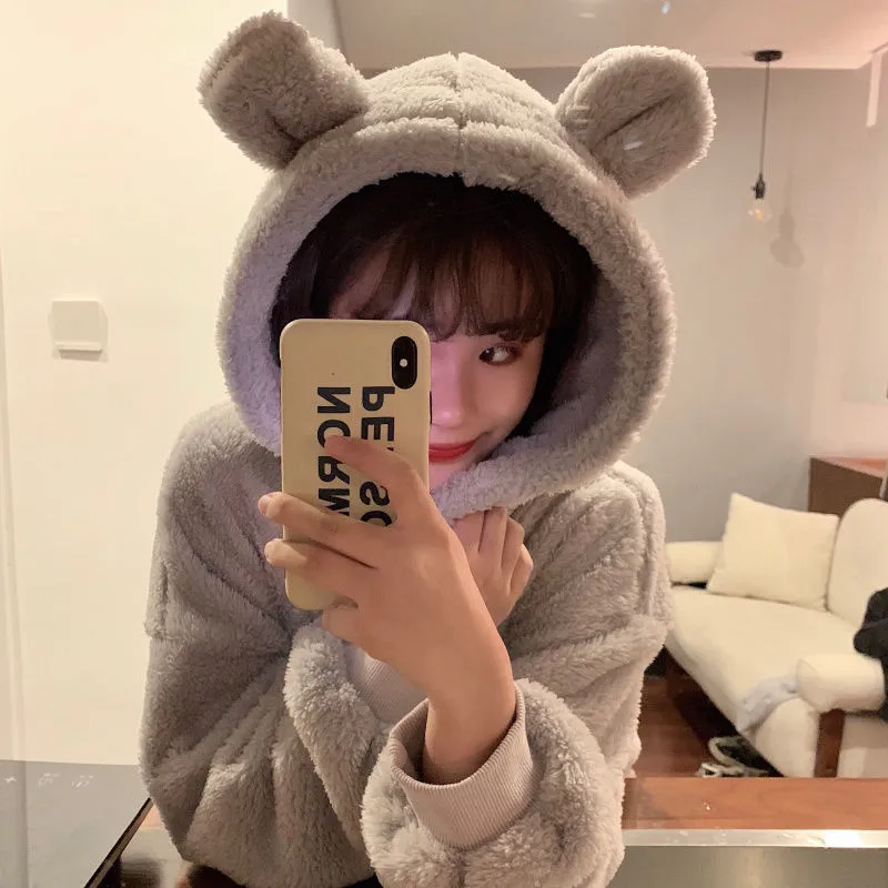 Kawaii Bear Ears Gray Hoodies