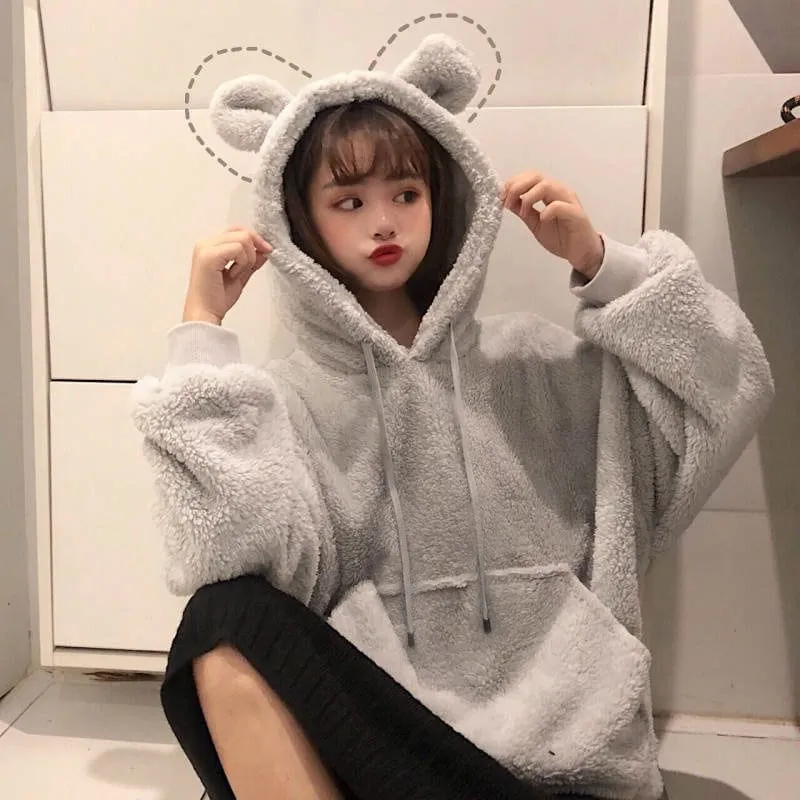 Kawaii Bear Ears Gray Hoodies
