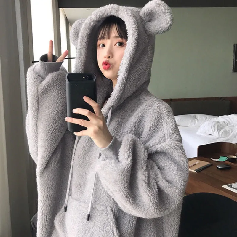 Kawaii Bear Ears Gray Hoodies