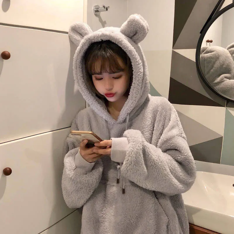 Kawaii Bear Ears Gray Hoodies