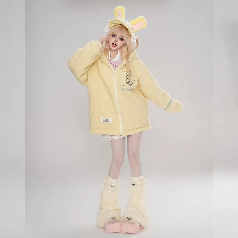 Kawaii Cartoon Chiikawa Plush Hooded Coat