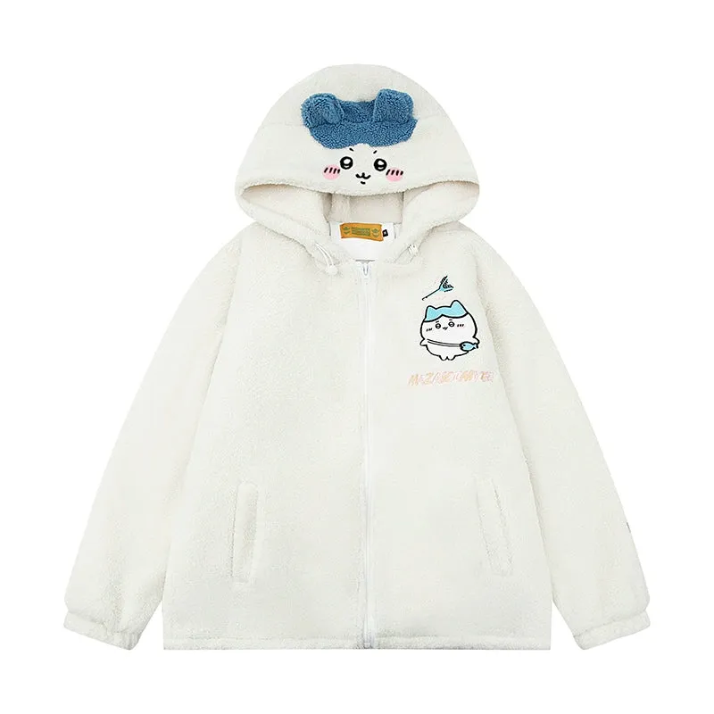 Kawaii Cartoon Chiikawa Plush Hooded Coat