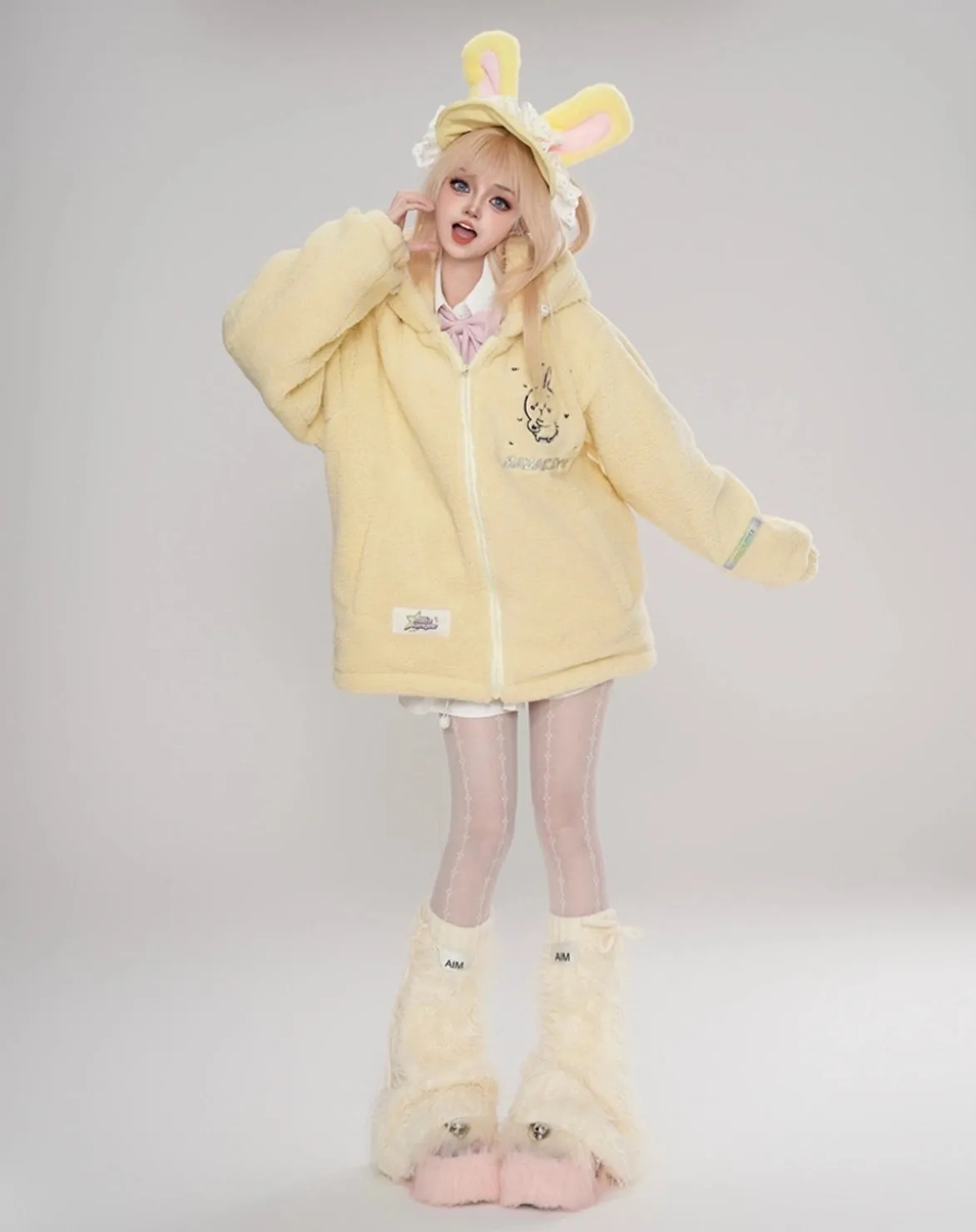 Kawaii Cartoon Chiikawa Plush Hooded Coat