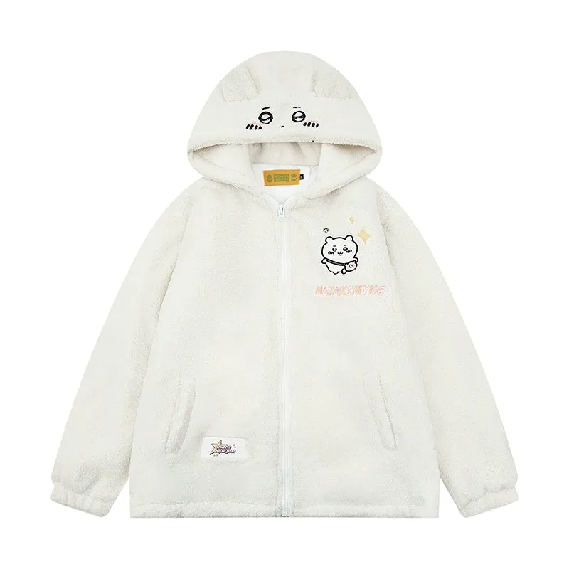 Kawaii Cartoon Chiikawa Plush Hooded Coat