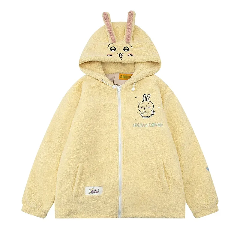 Kawaii Cartoon Chiikawa Plush Hooded Coat