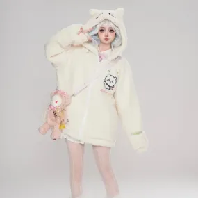 Kawaii Cartoon Chiikawa Plush Hooded Coat