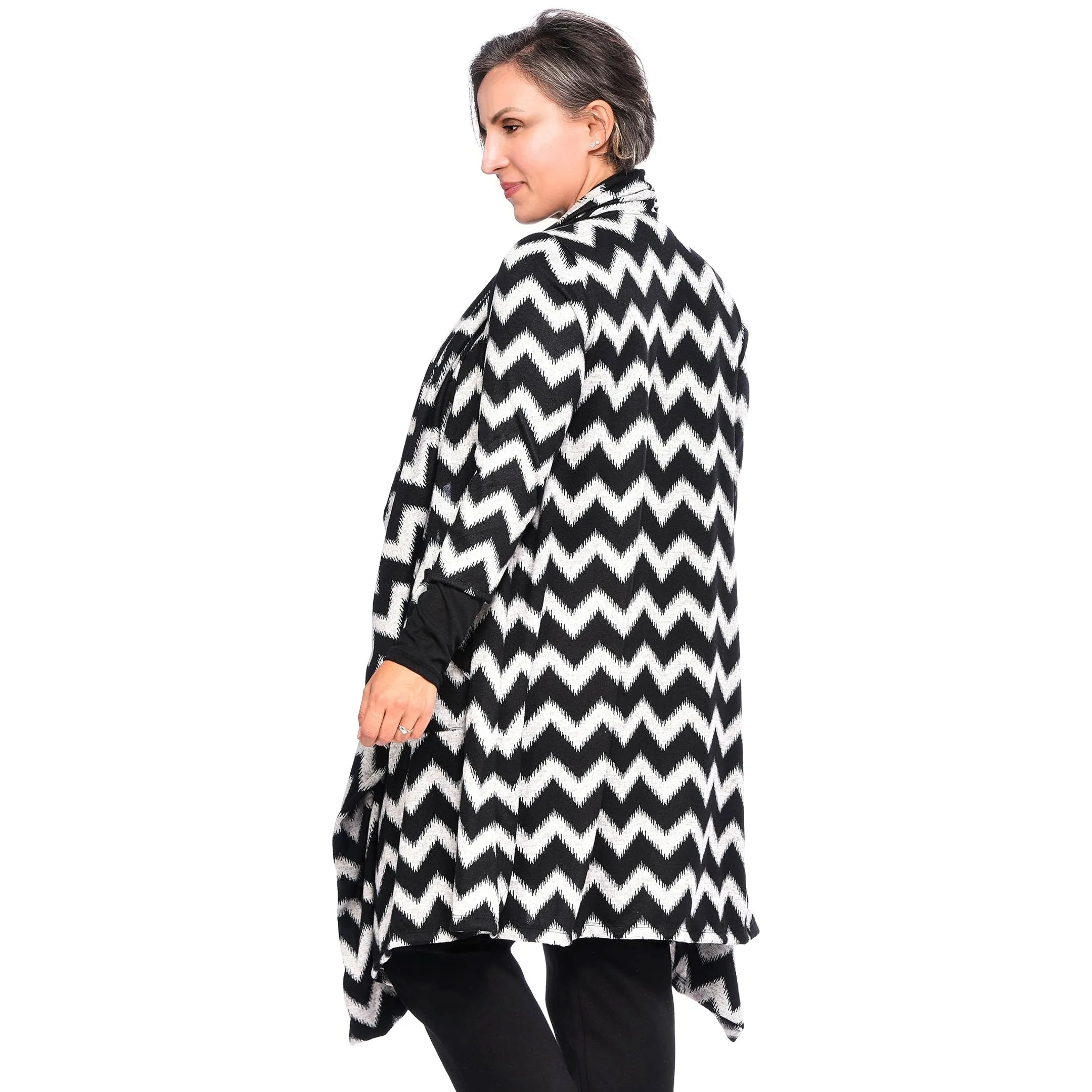 Knit  Pocketed Cascade  Cardigan