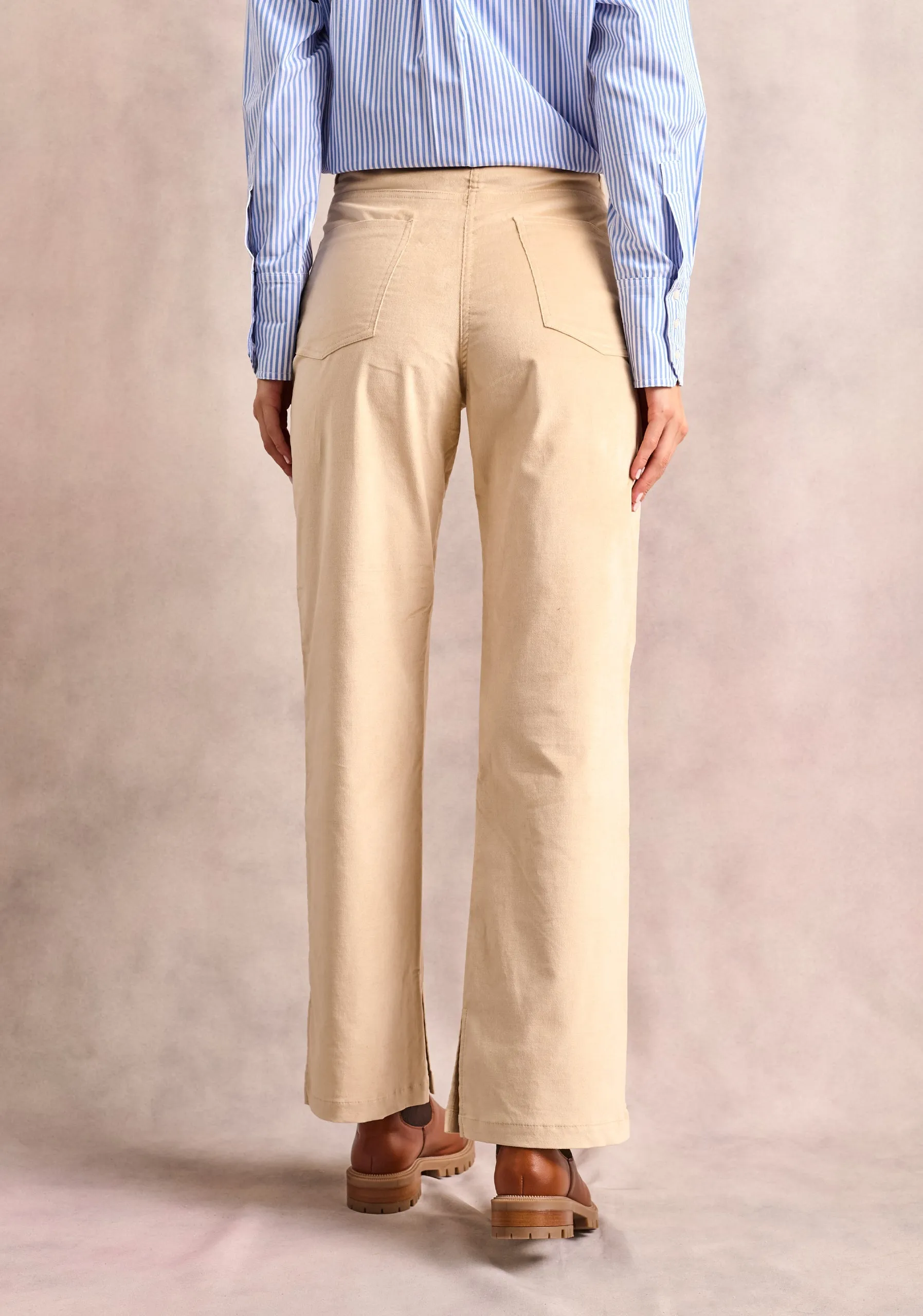 Lourdes Smooth Corduroy Beige Trousers