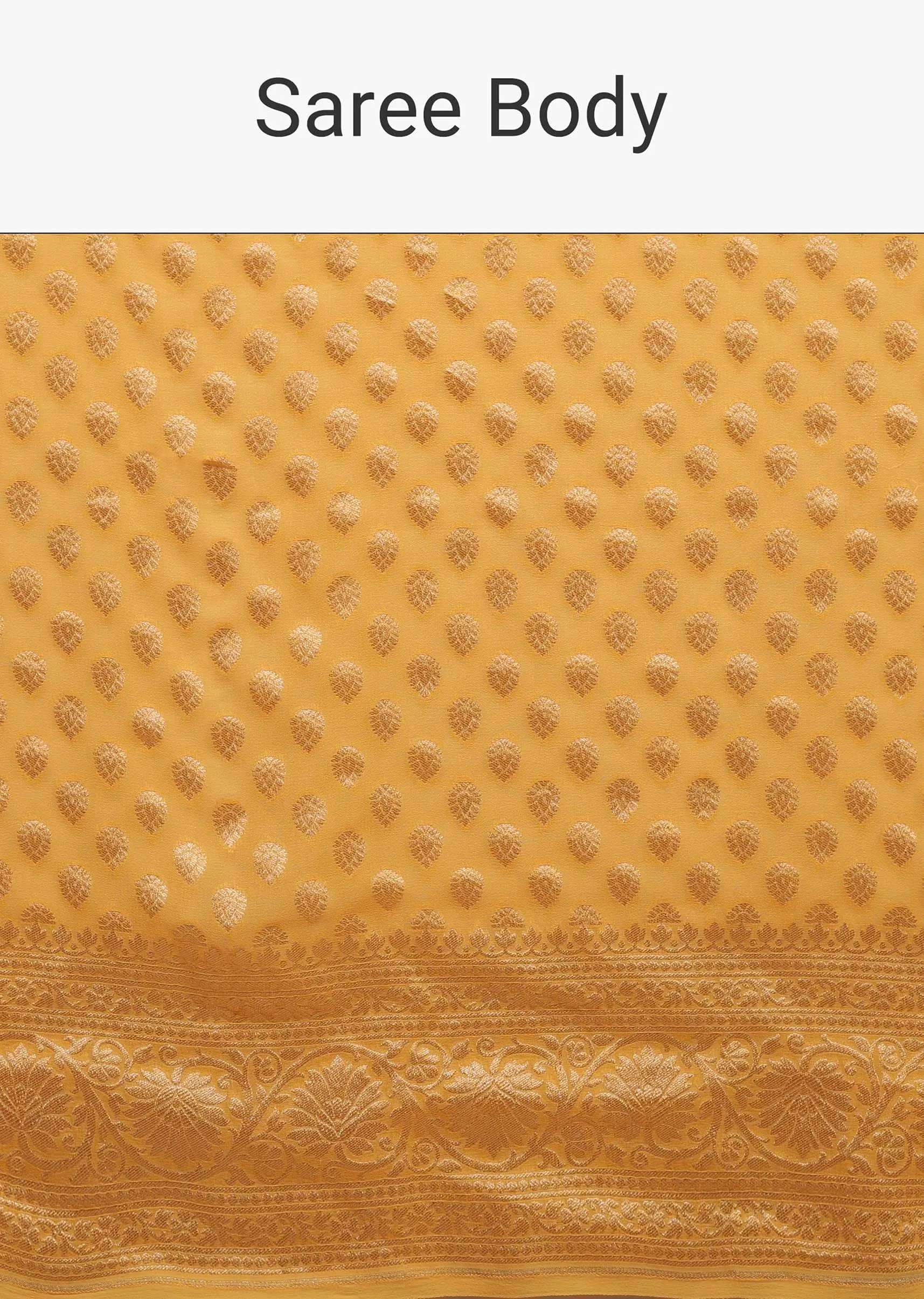 Marigold Yellow Saree With Woven Leaf Jaal Work
