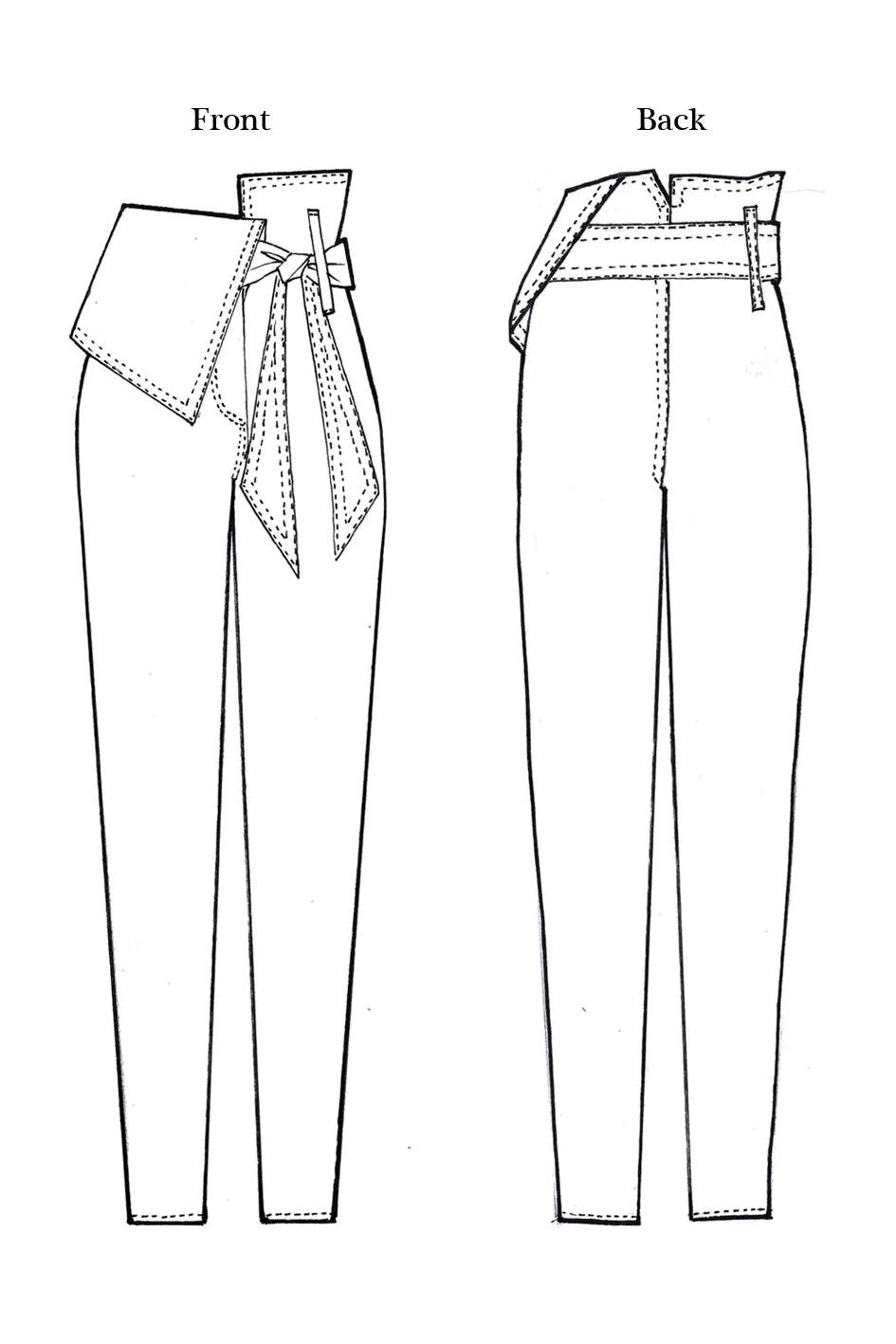 Navy Asymmetric High-Waisted Denim Trousers  Sculptural Fit