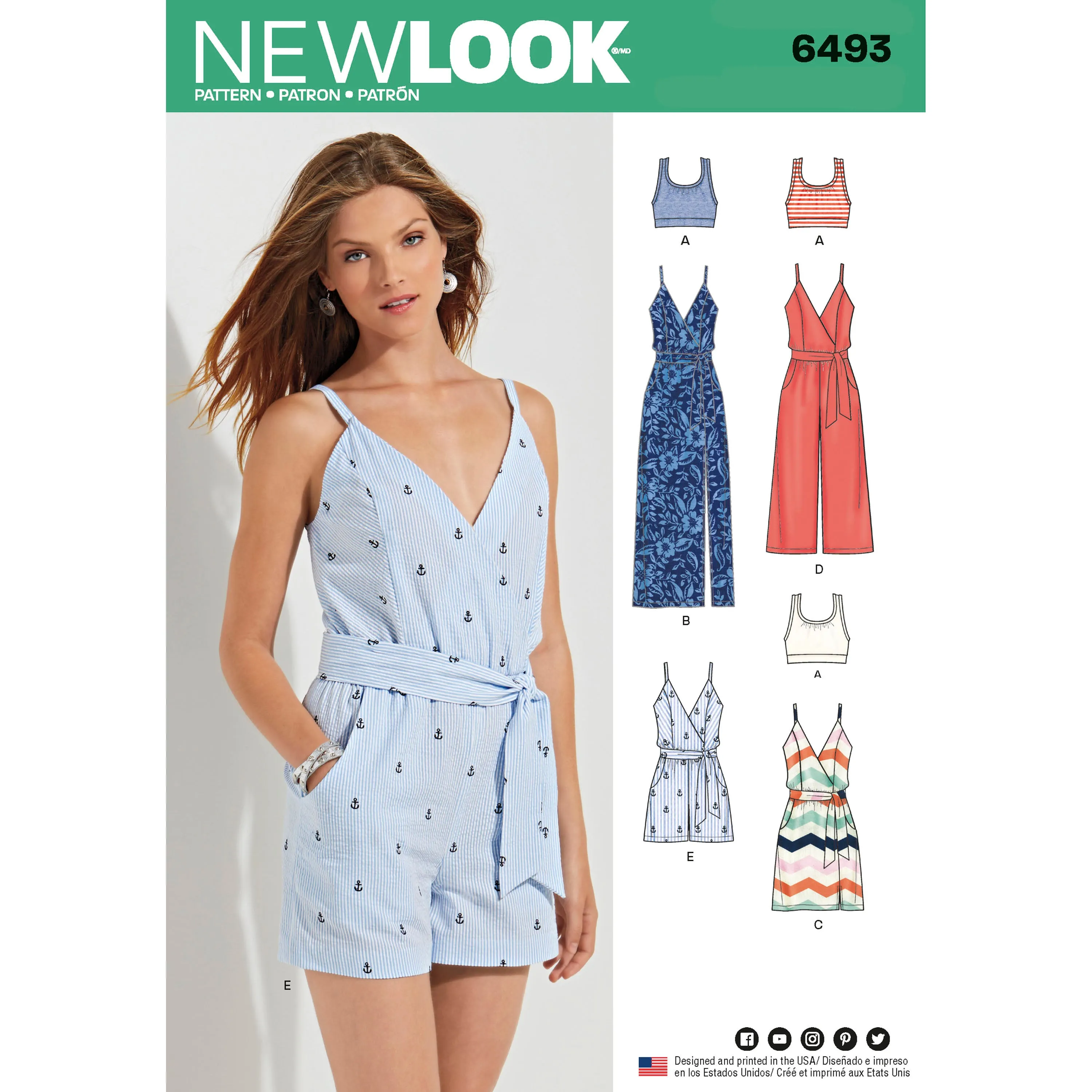 New Look Sewing Pattern 6493 - Misses' Jumpsuit and Dress in Two Lengths with Bralette
