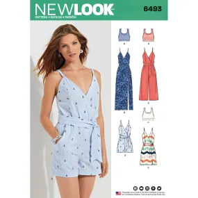 New Look Sewing Pattern 6493 - Misses' Jumpsuit and Dress in Two Lengths with Bralette
