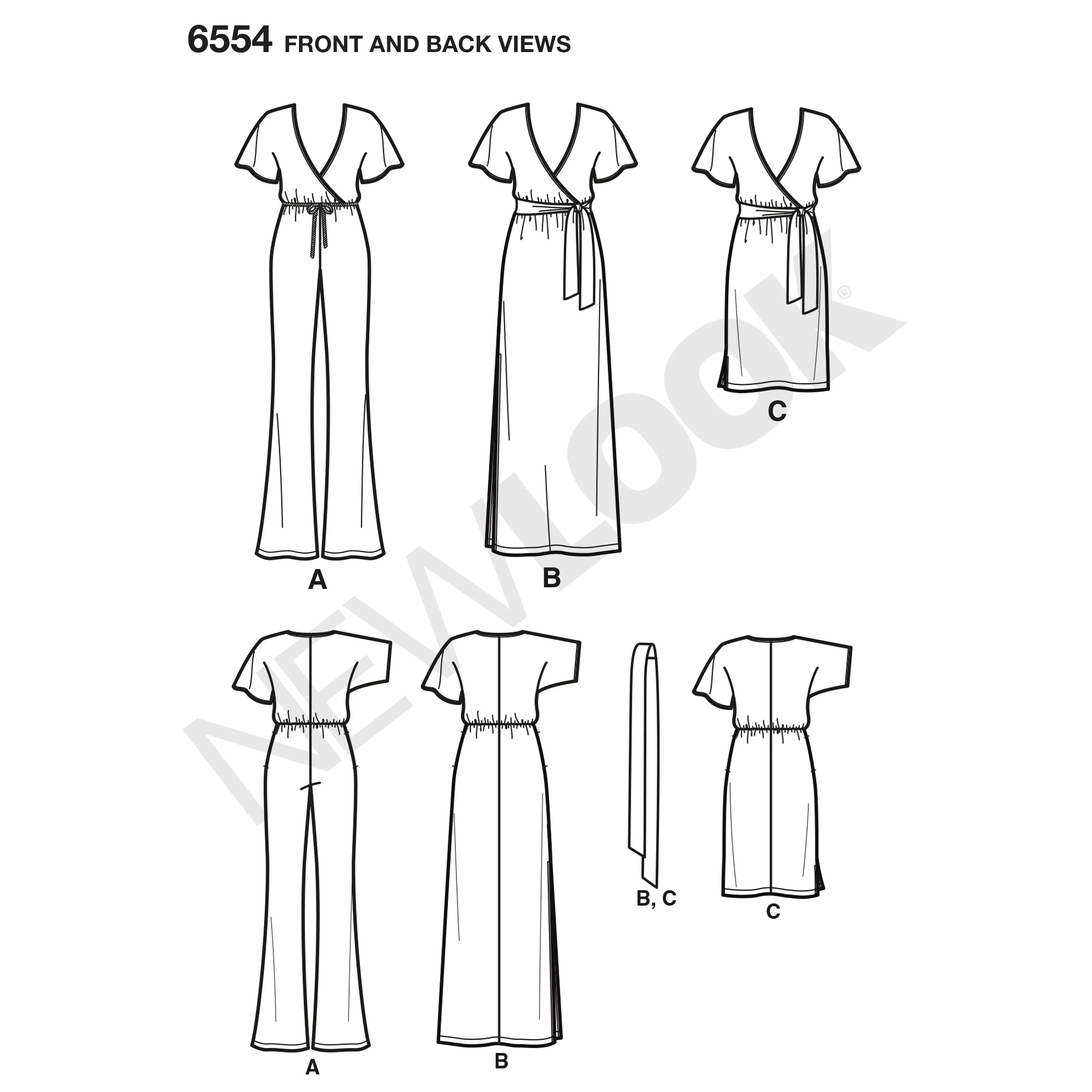 New Look Sewing Pattern 6554 - Women's Knit Jumpsuit and Dresses