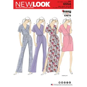 New Look Sewing Pattern 6554 - Women's Knit Jumpsuit and Dresses