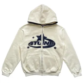 Women Star Letter Print Hoodies Y2K Autumn Retro Long Sleeve Oversized Sweatshirts Male